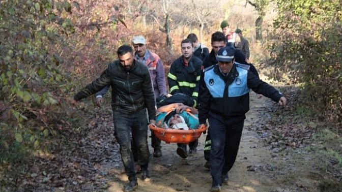 15 metreden dere yatağına düştü!