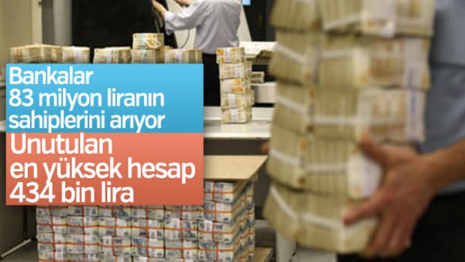 Bankalarda unutulmuş hesaplarda 83 milyon lira var