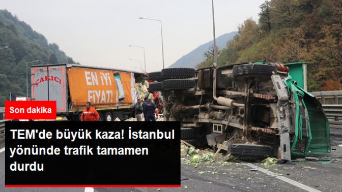 Bolu Dağında TIR ile Kamyon Çarpıştı! TEMin İstanbul Yönünde Trafik Tamamen Durdu