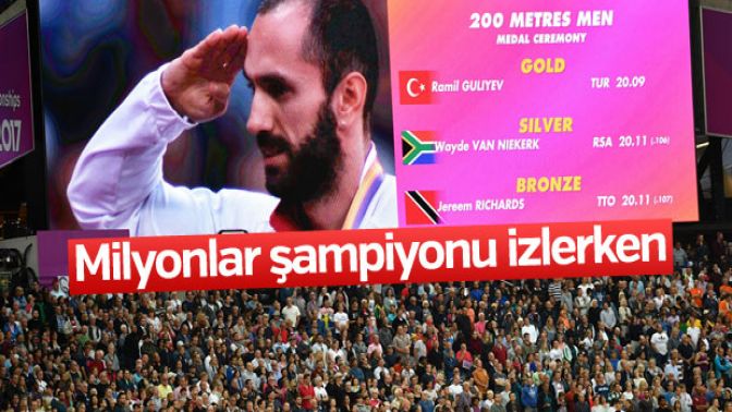 Dünya şampiyonu Ramil Guliyev madalyasını aldı