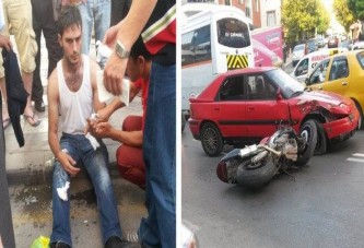 Gebze'de motosiklet otomobille çarpıştı!