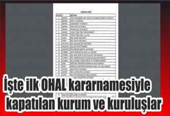 İşte ilk OHAL kararnamesiyle kapatılan kurum ve kuruluşlar