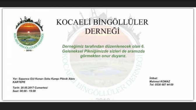 KOCAELİ BİNGÖLLÜLER PİKNİĞİ