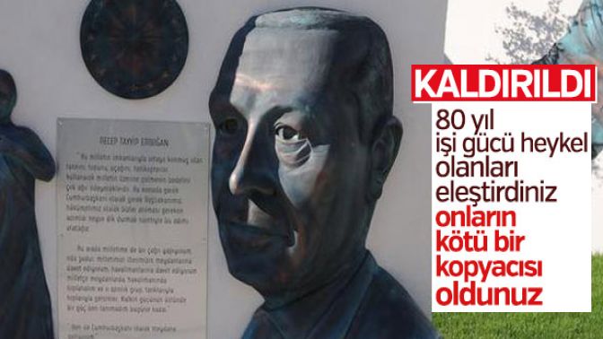 Kocaelide Erdoğan büstü kaldırıldı