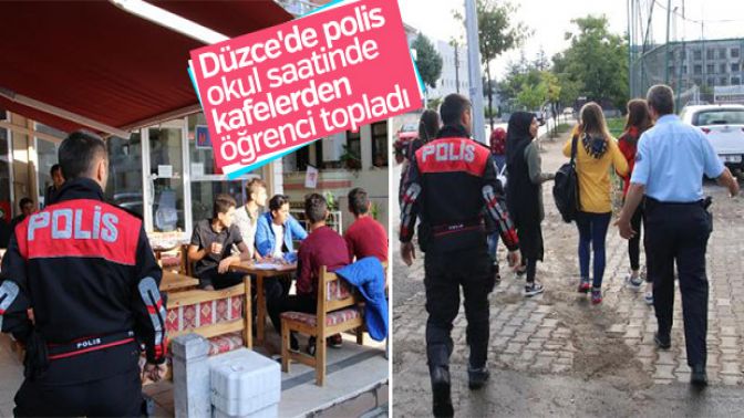 Polis okuldan kaçan öğrencileri öğretmenlerine teslim etti