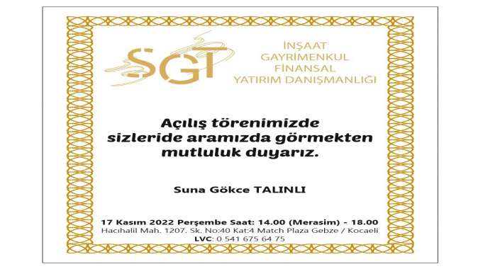 SGT GAYRİMENKUL AÇILIYOR