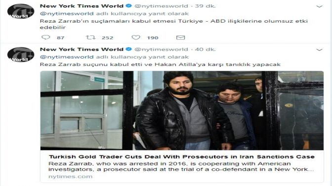 The New York Timestan Zarrabla ilgili Türkçe tweet