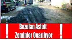 Bozulan asfalt zeminler onarılıyor