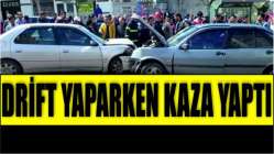 Drift yaparken kaza yaptı