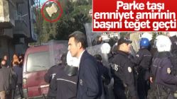 Emniyet amiri parke taşından şans eseri kurtuldu