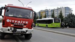 Halk otobüsünde yangın tüpü patladı