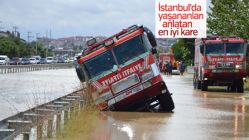 İstanbul'daki sağanak itfaiye aracını bile etkiledi