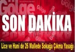 Lice ve Hani'de sokağa çıkma yasağı