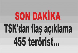 TSK'dan flaş açıklama: 455 terörist...