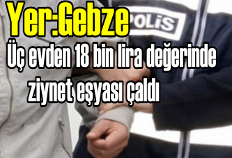 Üç evden 18 bin lira değerinde ziynet eşyası çaldı