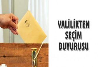 Valilikten seçim duyurusu