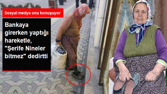 Yaşlı Kadından Duygulandıran Hareket! Bankaya Çamurlu Ayakkabılarını Çıkarıp Girdi