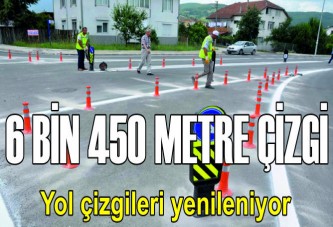 Yol çizgileri yenileniyor